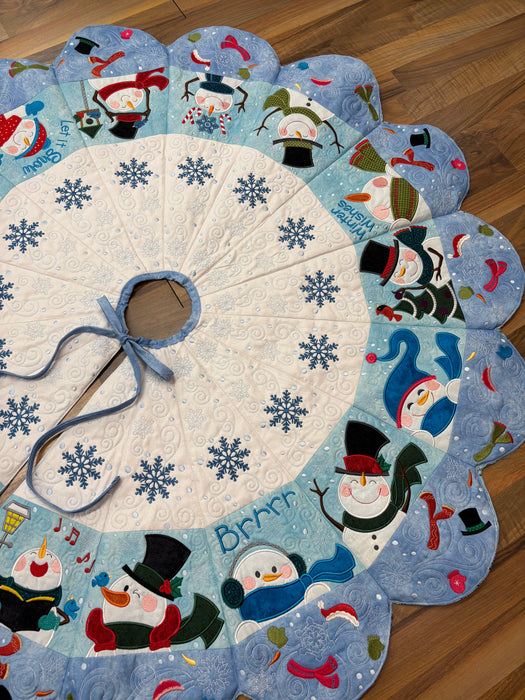 Snowman Tree Skirt - Fabric KIT - Machine Embroidery - Fabric Only