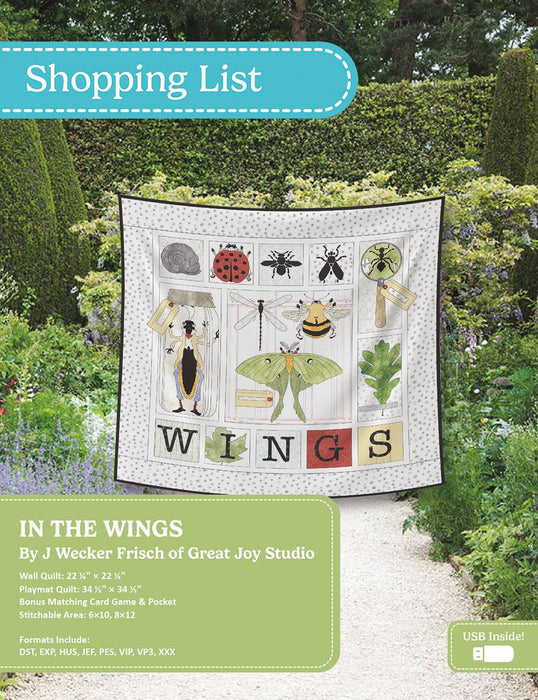 Machine Embroidery "In the Wings" Quilt Projects - Machine Embroidery USB - by Janet Wecker Frisch of Great Joy Studio for Riley Blake Deisgns