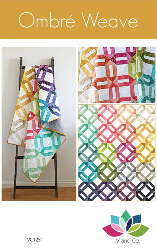 Ombre Weave - Quilt PATTERN VC1251 - By Tiffany Hayes for V and CO. - Features Ombre Confetti Metallic Fabric by MODA - Finishes 46" x 57.5" - jelly roll friendly-Patterns-RebsFabStash