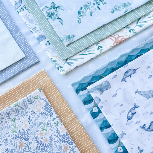 LA MER - PROMO Fat Quarter Bundle (10) 18"x21" - by Clara Jean from Dear Stella - Mermaids, turtles, whales and ocean life-Yardage - on the bolt-RebsFabStash