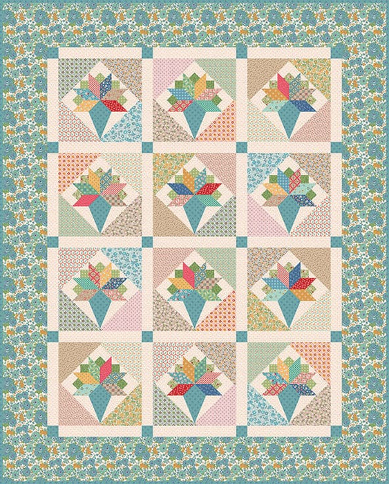 SHIPPING NOW!! Lori Holt MERCANTILE SPRING BOUQUETS - 2 1/4 yards 108" wide Quilt Backing KIT - Mercantile fabrics - Riley Blake