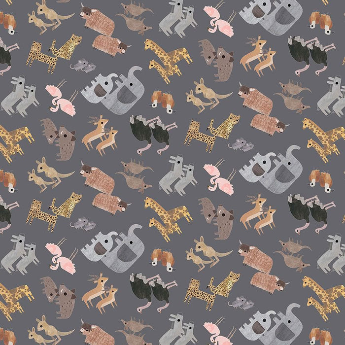 Noah's Ark - Per Yard - Dear Stella - Iron - Couples - DLT3548-Iron