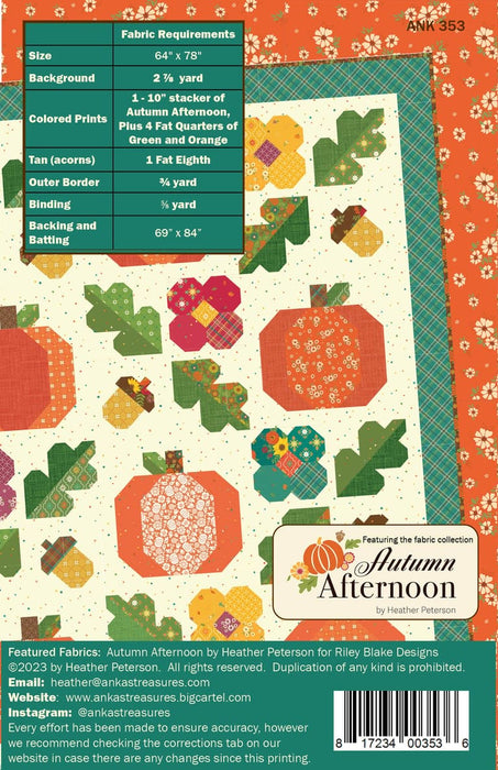 Under the Oaks- Quilt PATTERN - By Heather Peterson for Anka's Treasures - ANK 353