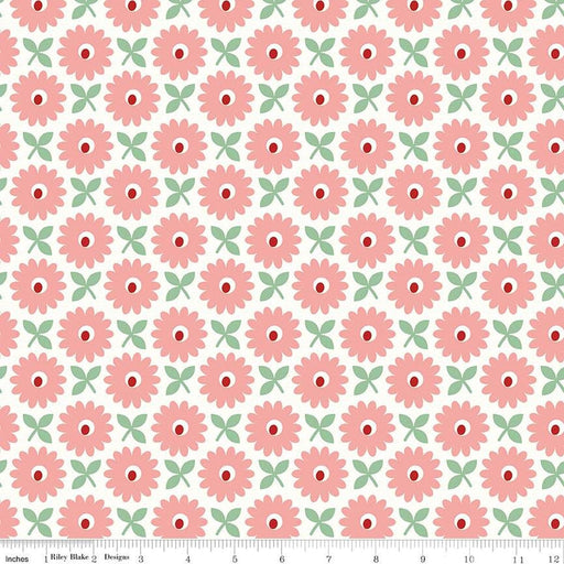 Home Town 108" Wide Back Fabric - REMNANT PIECE - 1 yard 15" - by Lori Holt for Riley Blake - WIDE BACK 108" wide - WB13601-CORAL-Wide 108" - Quilt Backs-RebsFabStash