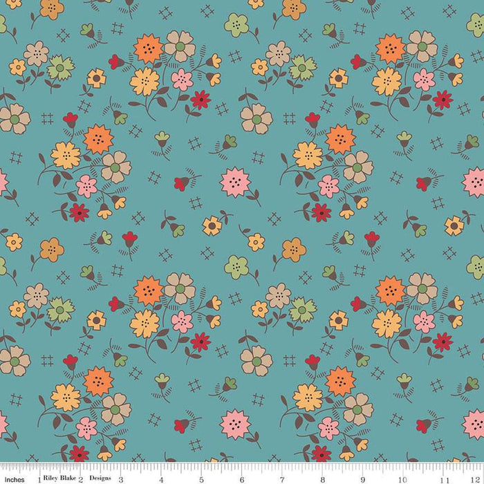 NEW! Autumn - Wide Back FLORAL - Per Yard - by Lori Holt of Bee in My Bonnet - Riley Blake Designs - WB14673-RAINDROP-Yardage - on the bolt-RebsFabStash