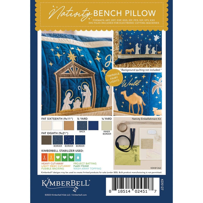 Nativity Bench Pillow PATTERN ONLY - by Kimberbell - Machine Embroidery - KD5127