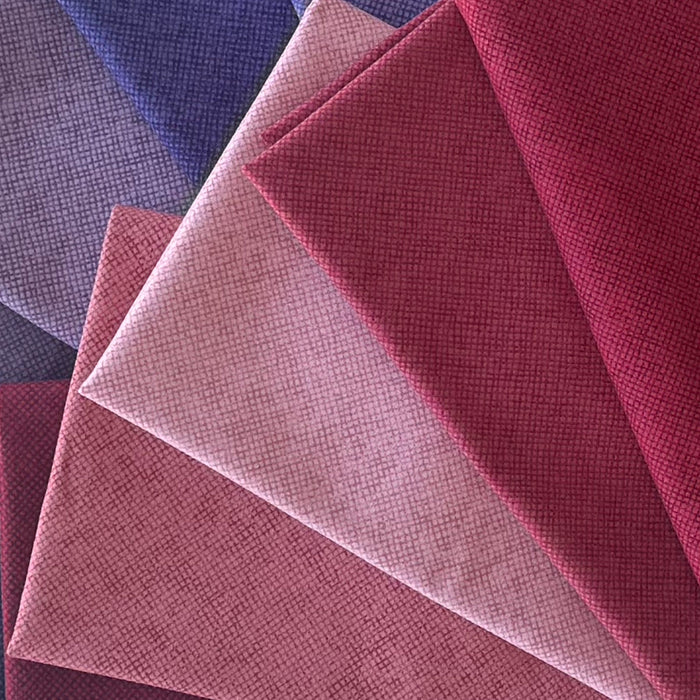 Whisper Weave (Basic) PROMO FAT QUARTER BUNDLE - Reds & Purples (11) 18" x 21" pieces! from Nancy Halvorsen for Benartex - FQB-WHISPWEAVE-RP-11