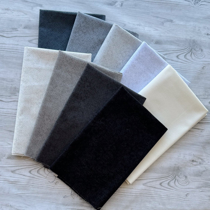 Whisper Weave (Basic) PROMO FAT QUARTER BUNDLE - Grey (9) 18" x 21" pieces! from Nancy Halvorsen for Benartex - FQB-WHISPWEAVE-GRY-9-Half Yard/Bundles-RebsFabStash