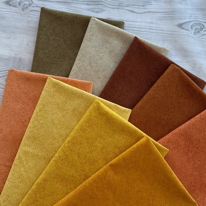 Whisper Weave (Basic) PROMO FAT QUARTER BUNDLE - Warm (9) 18" x 21" pieces! from Nancy Halvorsen for Benartex - FQB-WHISPWEAVE-W-9