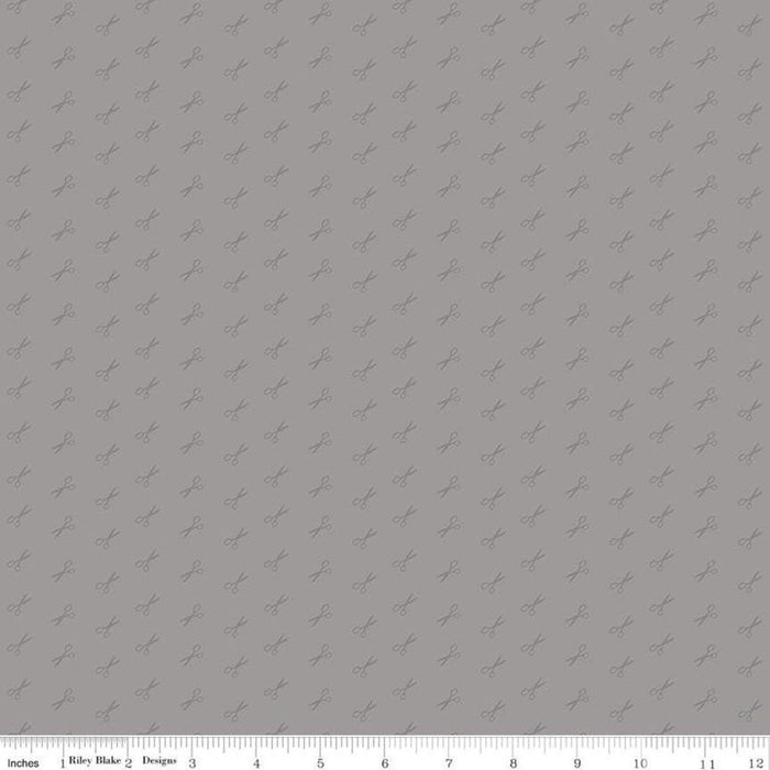 Tone-on-Tone - Per Yard - Scissors - per YARD - by Lori Holt - Riley Blake Designs - C218 Gray-Yardage - on the bolt-RebsFabStash