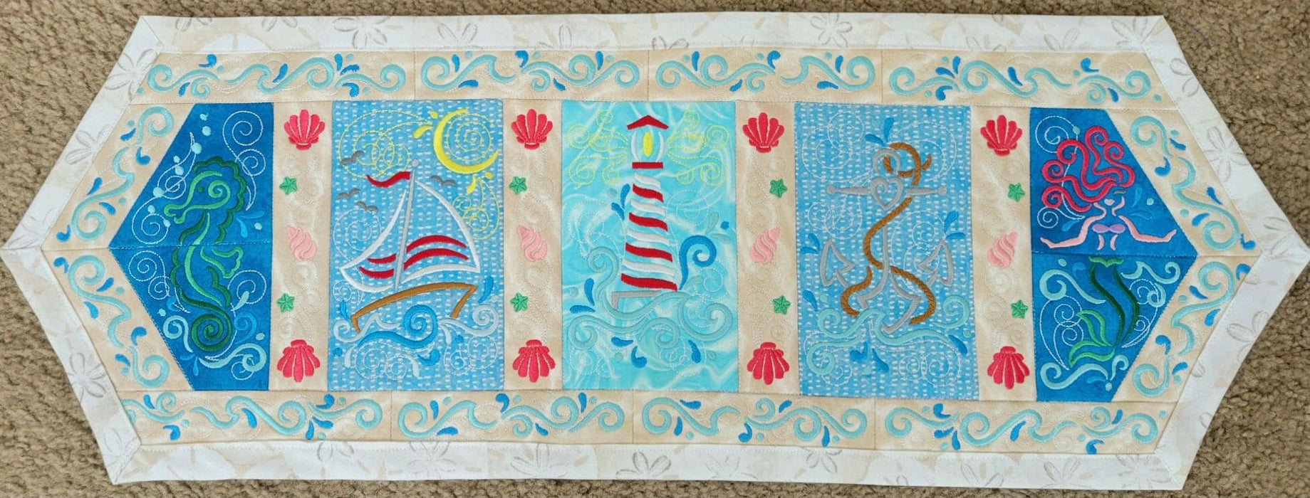 Nautical Table Runner Kit - Machine Embroidery - Nautical-Quilt Kits & PODS-RebsFabStash