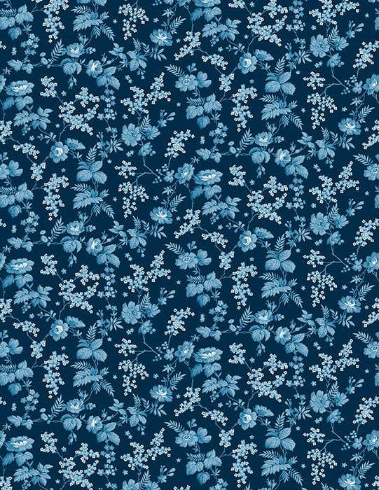 Memories - Small Paisley Blue - Per Yard - by Kaye England - Wilmington Prints - Reproduction, Tonal - 1803-98685-444