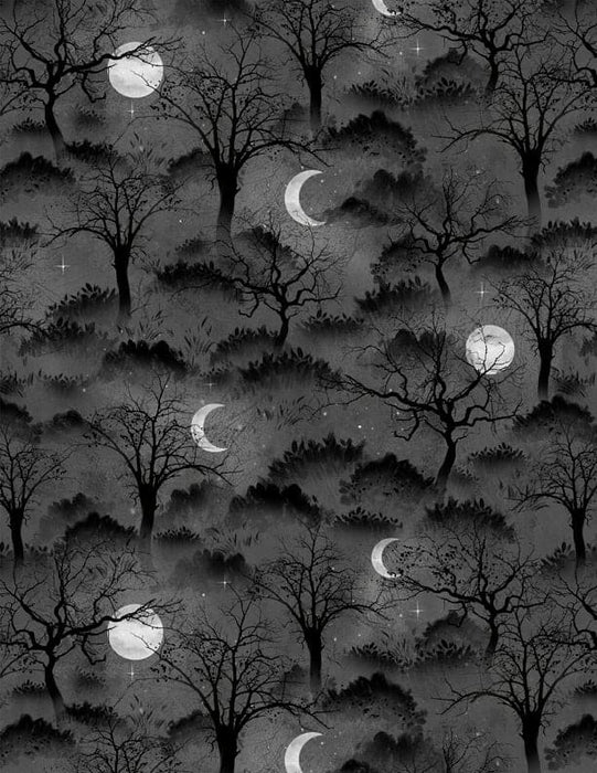 Frightful Night - Scenic A/O Black - Per Yard - Art Licensing Studio for Wilmington Prints - Halloween, Scenic - 3044 20504 998