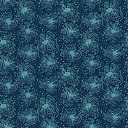 NEW! Koi Garden - Textured Lily Pads - Per Yard - by Nancy Archer for Studio e - Koi - Blue - 6026-77-Yardage - on the bolt-RebsFabStash