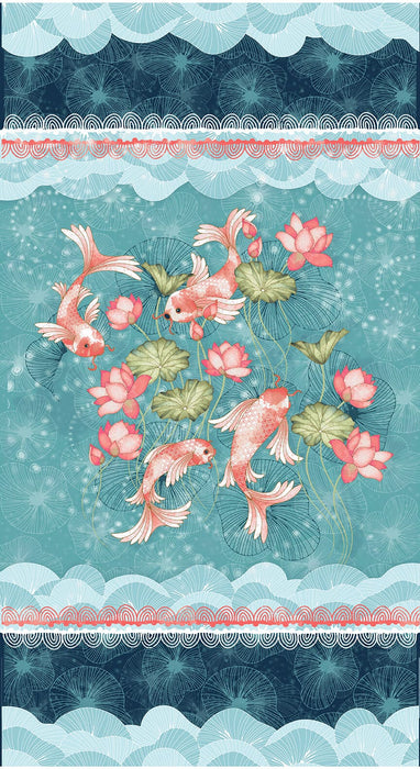 NEW! Koi Garden -Koi Fish 24" x 43" Panel - Per PANEL! - by Nancy Archer for Studio e - Koi - Multi - 6033P-72-Panel-RebsFabStash