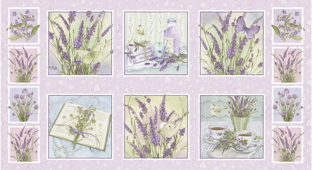 NEW! Lavender Garden - 24" PANEL! - 10" x 10" blocks - by Jane Shasky for Henry Glass - Multi - 9879-56-Panel-RebsFabStash