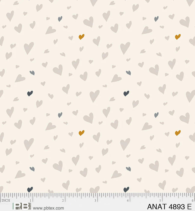 NEW! - Au Naturel - Hearts Ecru - Per Yard - by Jacqueline Schmidt for P&B Textiles - ANAT-04893-E-Yardage - on the bolt-RebsFabStash