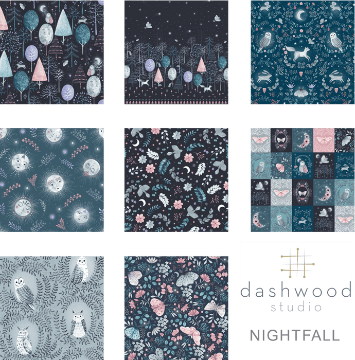 NEW! Nightfall- Scenic Borders - Per Yard - by Sarah Knight for Dashwood Studio - Night, Animals, Nature - NIGHT 1937