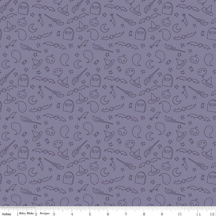 Spooky Hollow - Icons - Purple- per yard - by Melissa Mortenson for Riley Blake Designs - Halloween - C10574-PURPLE-Yardage - on the bolt-RebsFabStash