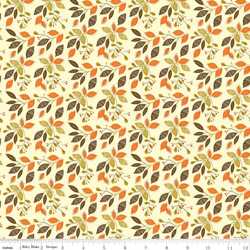 5 YARD CUT! Adel In Autumn - Leaves - by Sandy Gervais for Riley Blake Designs - Fall - C10822-CREAM-5 YARD CUT-RebsFabStash