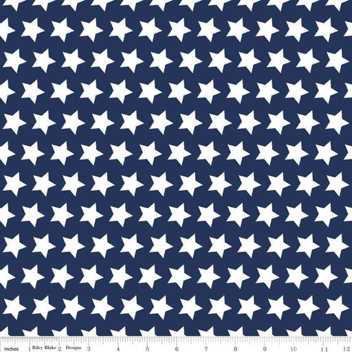 Seasonal Basics - 2015 Basics - Stars Navy - per yard - by Riley Blake Designs - Patriotic - American - C315-21 NAVY-Yardage - on the bolt-RebsFabStash