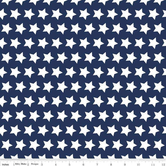 Seasonal Basics - 2015 Basics - Stars Navy - per yard - by Riley Blake Designs - Patriotic - American - C315-21 NAVY-Yardage - on the bolt-RebsFabStash