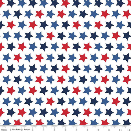 Seasonal Basics - Stars Color Patriotic - per yard - by Riley Blake Designs - Red White & Blue, American - C315-PATRIOTIC-Yardage - on the bolt-RebsFabStash