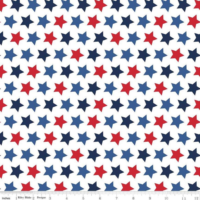 Seasonal Basics - Stars Color Patriotic - per yard - by Riley Blake Designs - Red White & Blue, American - C315-PATRIOTIC-Yardage - on the bolt-RebsFabStash