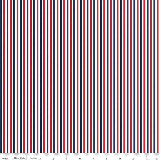 Seasonal Basics - Patriotic Stripe - per yard - by Riley Blake Designs - Red White & Blue, American - 1/8" stripe - C495-PATRIOTIC-Yardage - on the bolt-RebsFabStash