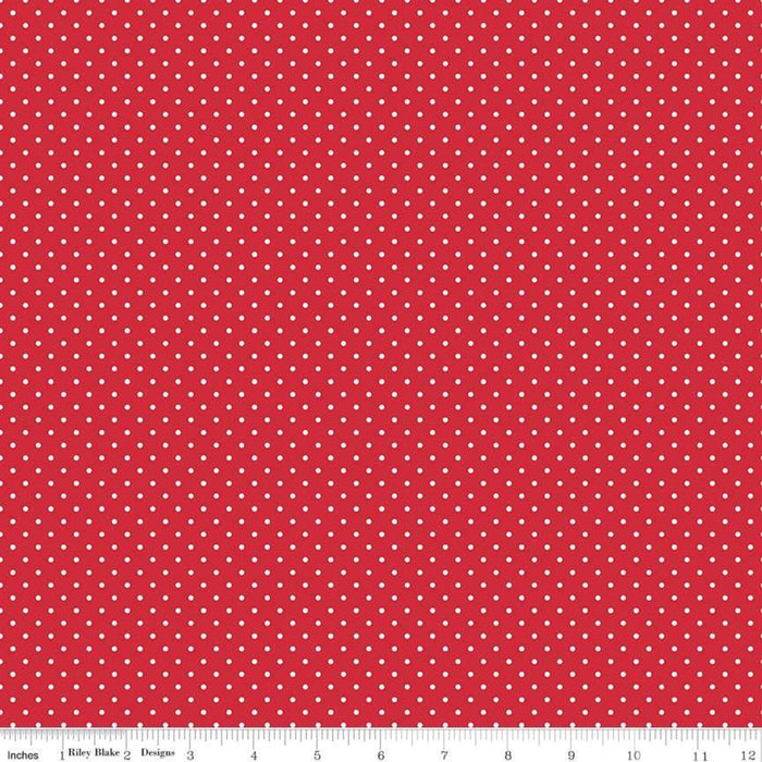 Swiss Dot - per yard - Riley Blake - Swiss Dot Red - basics - tonals, blenders - C670-80-RED-Yardage - on the bolt-RebsFabStash