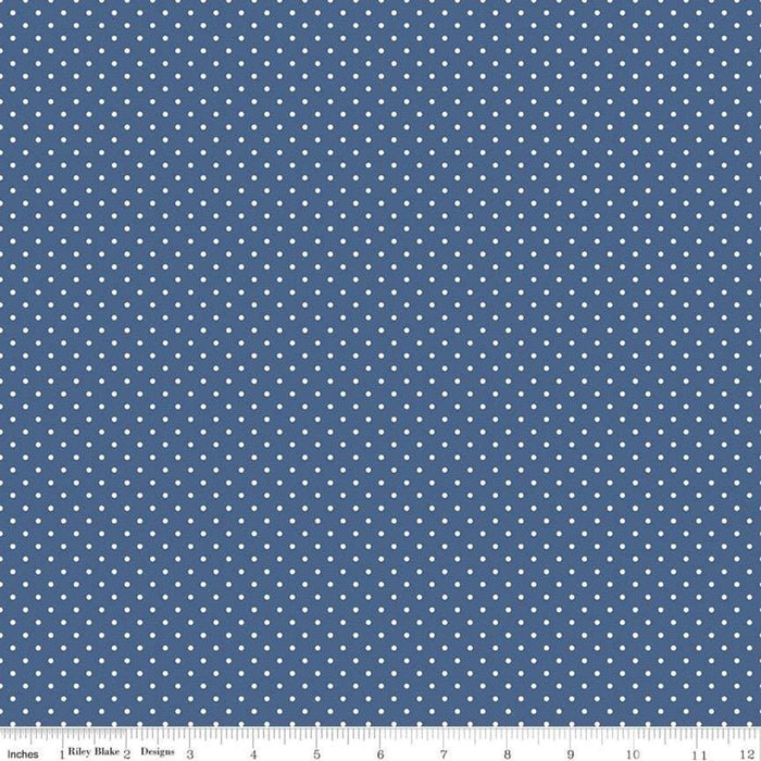 Swiss Dot - per yard - Riley Blake - Swiss Dot Denim - basics - tonals, blenders - C670-DENIM-Yardage - on the bolt-RebsFabStash