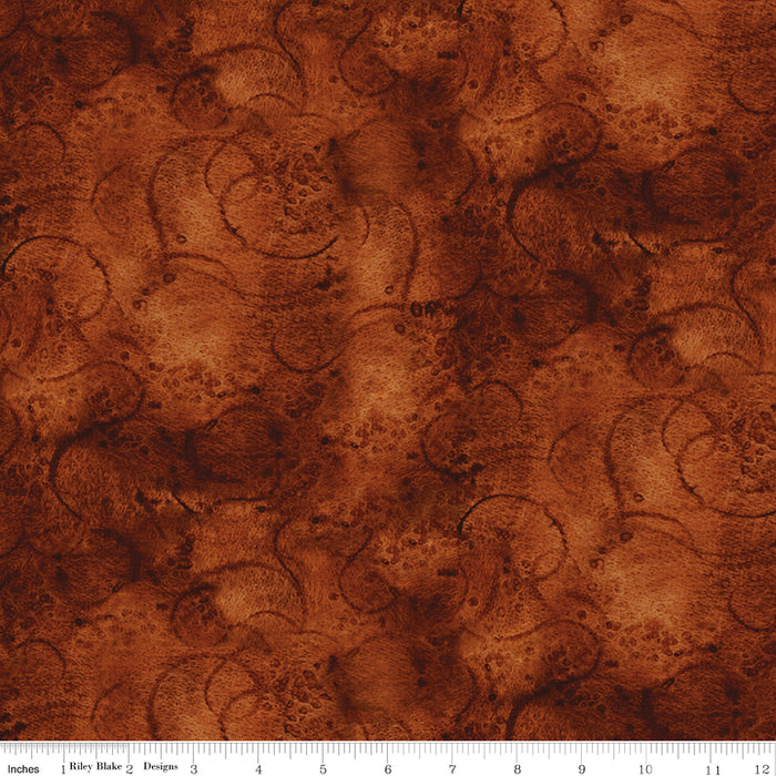 Swirl - Painter's Watercolor Swirl - per yard - Janet Wecker Frisch- Riley Blake Designs - Tone on Tone Swirls - Burnt Umber - C680 BURNTUMBER-Yardage - on the bolt-RebsFabStash