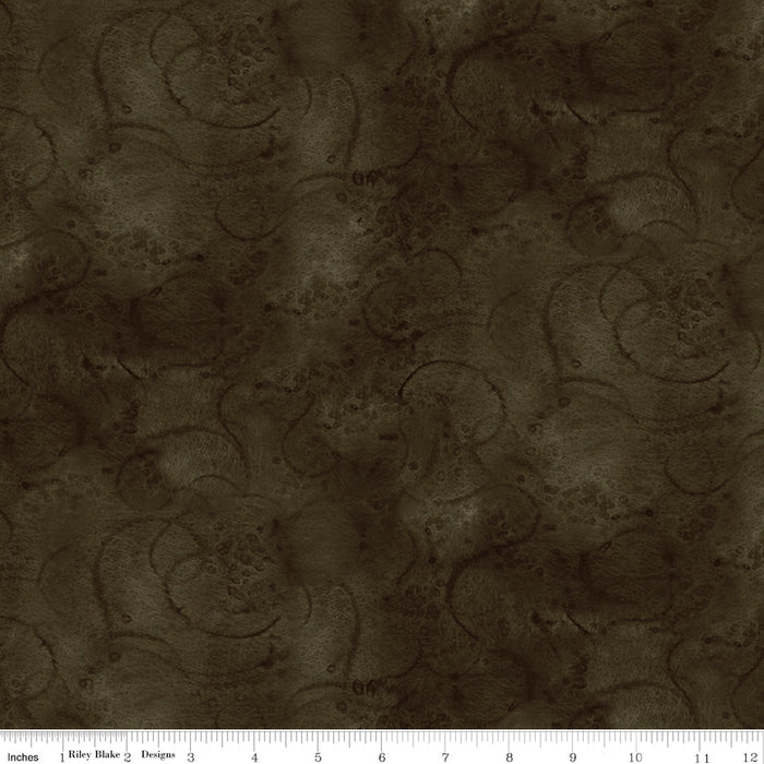 Swirl - Painter's Watercolor Swirl - per yard - Janet Wecker Frisch- Riley Blake Designs - Tone on Tone Swirls - Burnt Umber - C680 BURNTUMBER