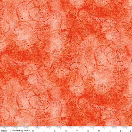 Swirl - Painter's Watercolor Swirl - per yard - Janet Wecker Frisch- Riley Blake Designs - Tone on Tone Swirls - Coral - C680 CORAL-Yardage - on the bolt-RebsFabStash