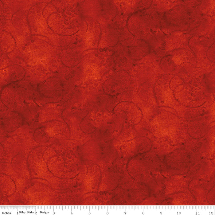 Swirl - Painter's Watercolor Swirl - per yard - Janet Wecker Frisch- Riley Blake Designs - Tone on Tone Swirls - Pumpkin Orange - C680 PUMPKIN