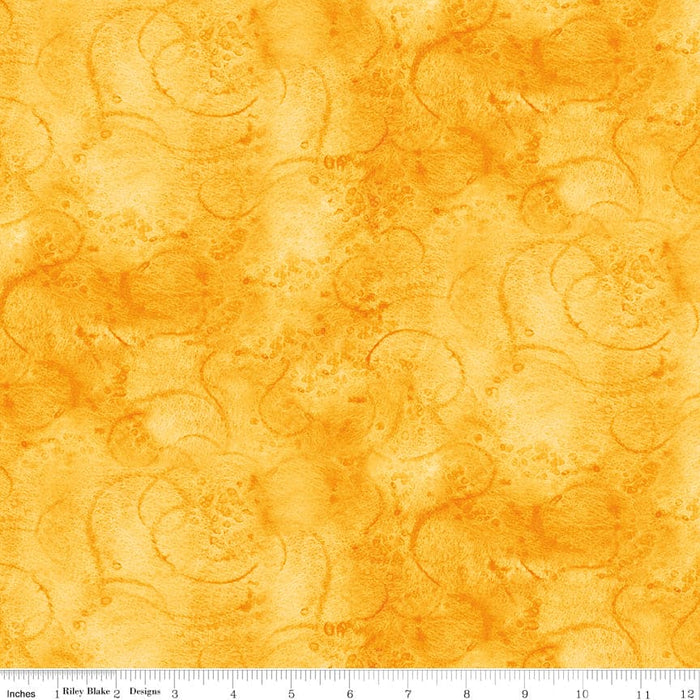 Swirl - Painter's Watercolor Swirl - per yard - Janet Wecker Frisch- Riley Blake Designs - Tone on Tone Swirls - Pumpkin Orange - C680 PUMPKIN