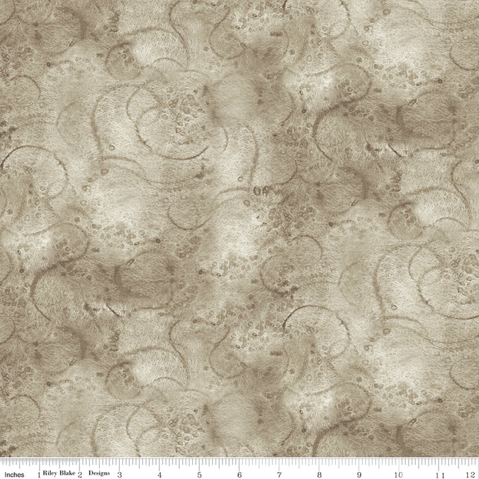 Swirl - Painter's Watercolor Swirl - per yard - Janet Wecker Frisch- Riley Blake Designs - Tone on Tone Swirls - Burnt Umber - C680 BURNTUMBER