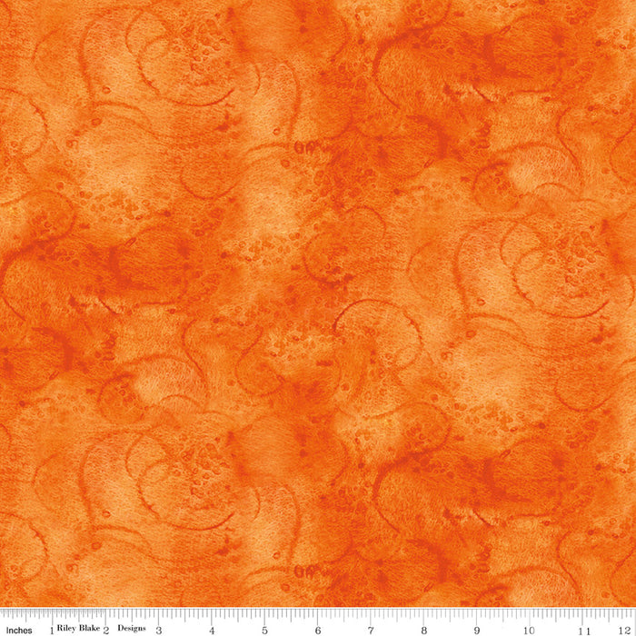 Swirl - Painter's Watercolor Swirl - per yard - Janet Wecker Frisch- Riley Blake Designs - Tone on Tone Swirls - Pumpkin Orange - C680 PUMPKIN