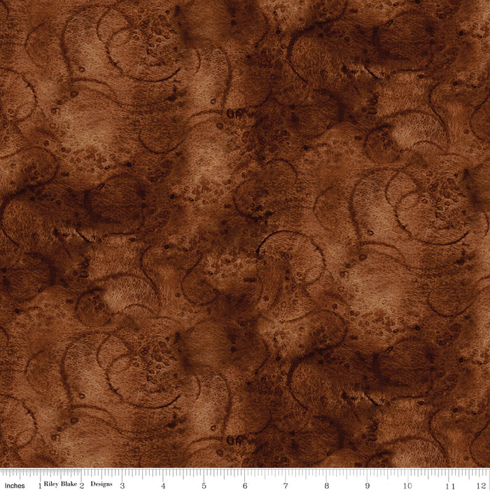 Swirl - Painter's Watercolor Swirl - per yard - Janet Wecker Frisch- Riley Blake Designs - Tone on Tone Swirls - Burnt Umber - C680 BURNTUMBER