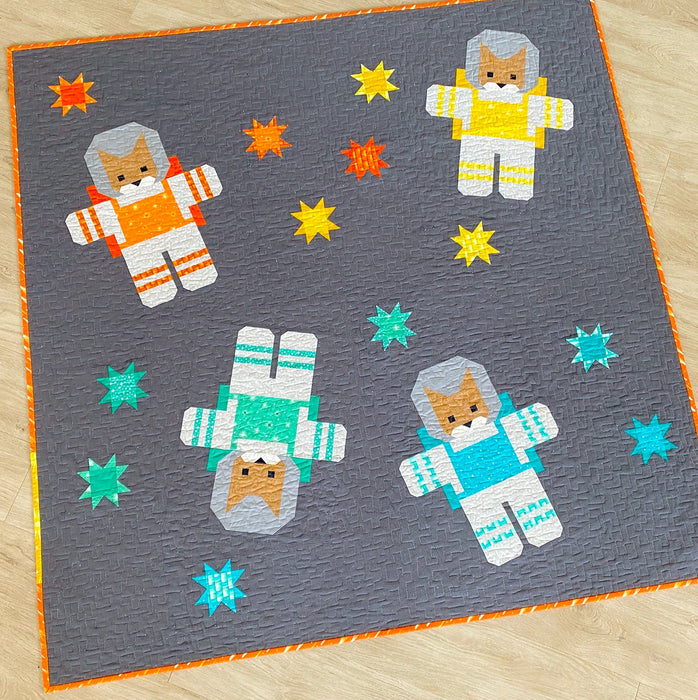 elizabeth hartman quilt pattern - astronaut - cat - stars - space 