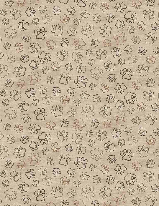 I Love My Dog - 24" x 43" PANEL - per Panel - Timeless Treasures - Pawprints, Dog Bones, Sayings - PANEL-C8552 NATURAL