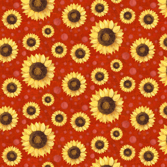 Farm Fresh - Sunflowers Blue - per yard - Audrey Jeanne Roberts for P & B Textiles - FFRE-04906-B