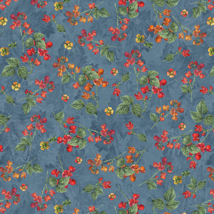 Farm Fresh - Sunflowers Blue - per yard - Audrey Jeanne Roberts for P & B Textiles - FFRE-04906-B
