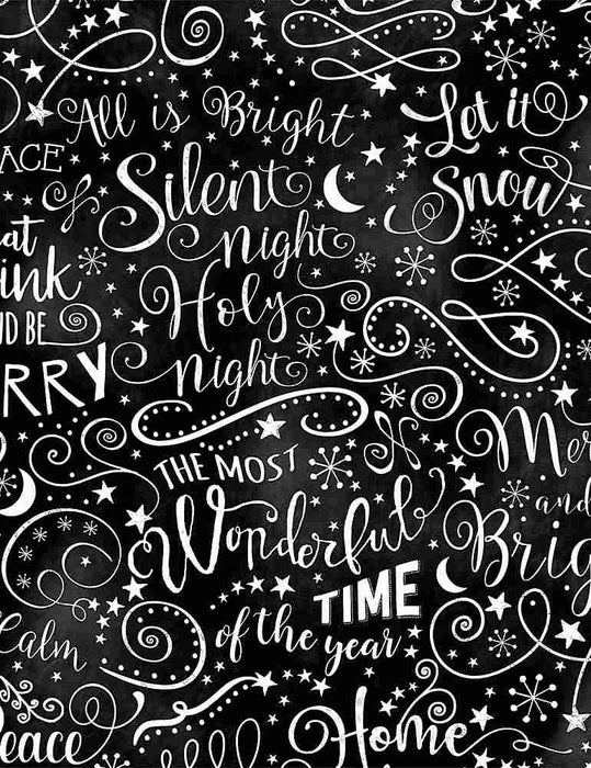 Silent Night - Silent Night Chalk Words - Per Yard - by Gail