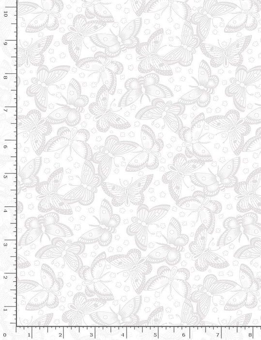 Hue - Butterflies - White on White - per yard - By Timeless Treasures - Tonal, Blender - White - HUE-C6565-Yardage - on the bolt-RebsFabStash