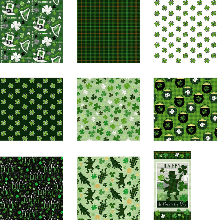 Hello Lucky - Plaid - Per yard - By Andrea Tachiera for Henry Glass - SEW CUTE! - St. Patrick's Day - Black/Green - 9734-69