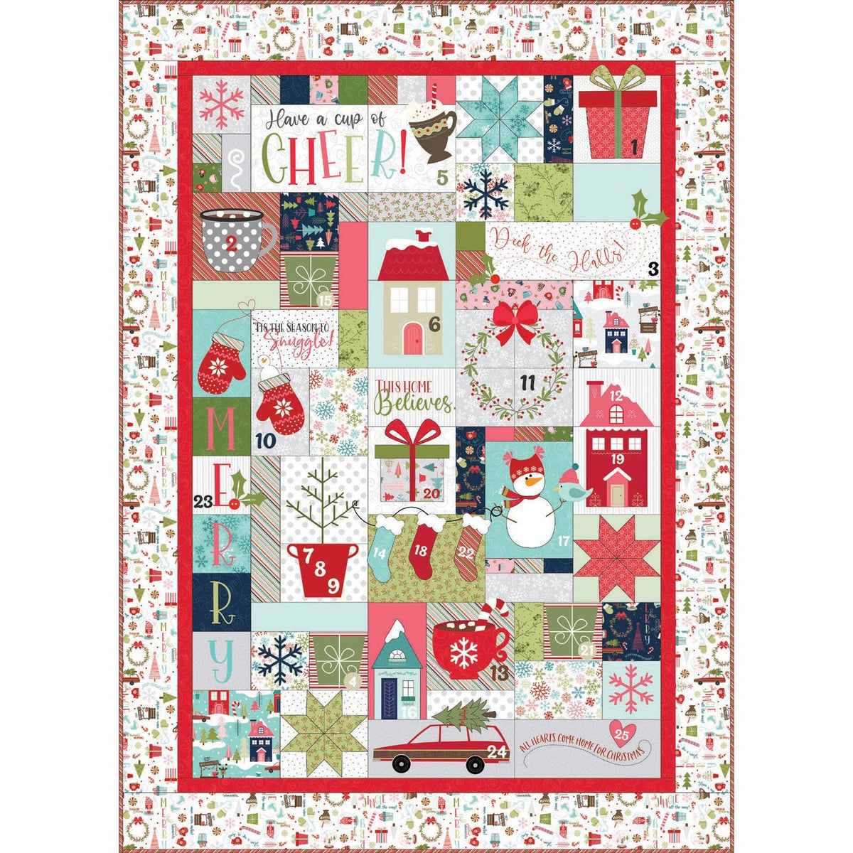 Cup of Cheer Advent Quilt - FABRIC ONLY KIT - uses Cup of Cheer