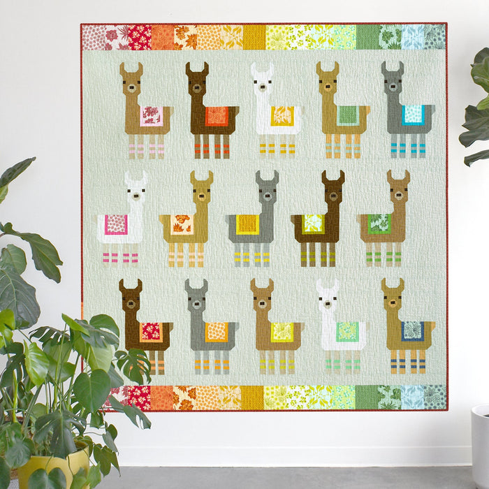 elizabeth hartman - llama quilt pattern - llama block - bed quilt