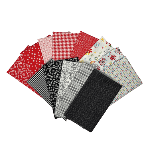 Oh Happy Day! - PROMO Fat Quarter Bundle - Black, Red, White - (13) 18" x 21" pieces - by Sandy Gervais - Riley Blake Designs-Fat Quarters/F8s/Bundles-RebsFabStash