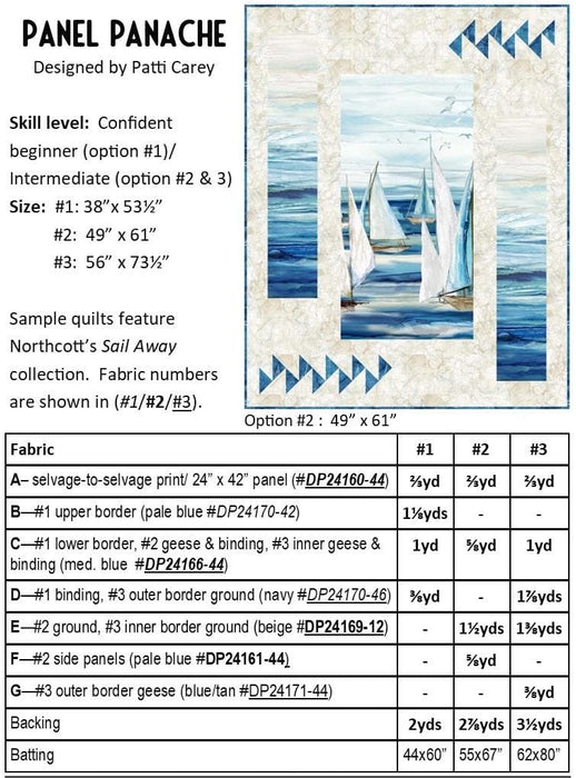 Panel Panache - Quilt KIT Materials - Designed by Patti Carey of Patti's Patchwork - Uses Sail Away by Northcott - RebsFabStash